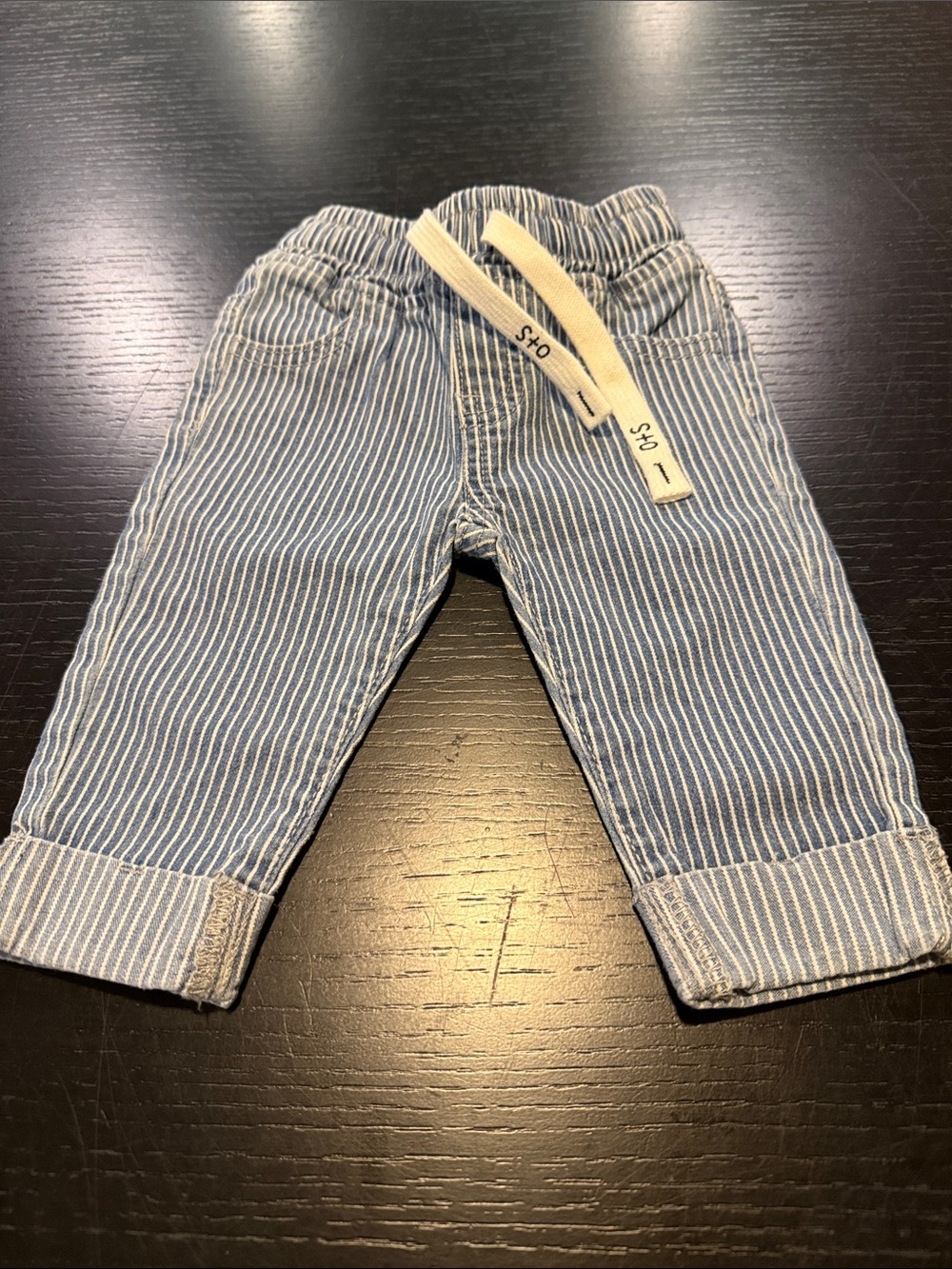 Striped Blue Kids Drawstring Jeans